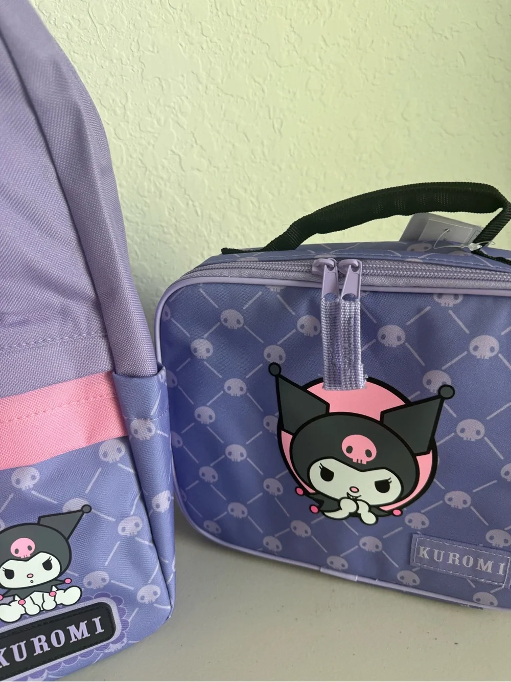 Kuromi Backpack and Matching Lunch Bag in Lavender Pink